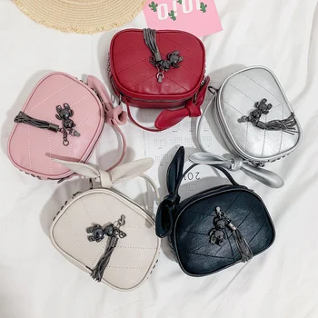 

Women Messenger Bags Solid Fashion PU Leather Shoulder Tassel Bow Handbag Ladies Zipper Top-handle Shell Crossbody Bags