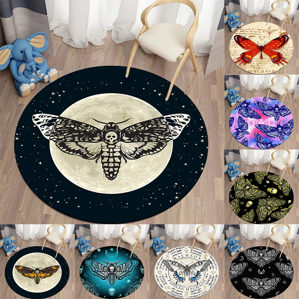 Ковры Death Moth для гостиной коврик готический круглый ковер с черепом напольный