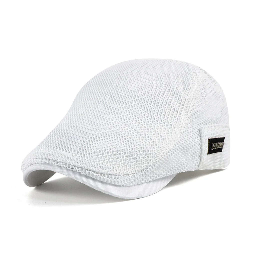 New Summer Mens Hats Breathable Mesh Newsboy Caps Outdoor Gorro Hombre Boina Golf Hat Fashion Solid Flat Cap For Women - Mobile