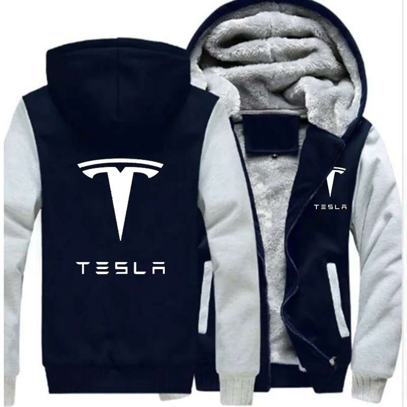 Новинка, толстовки на молнии, мужские, утепленные, Tesla Motors, фирменный логотип, дизайнерская, белая, с принтом, толстовка, спортивное пальто, мужская повседневная верхняя одежда, куртки - Цвет: 10