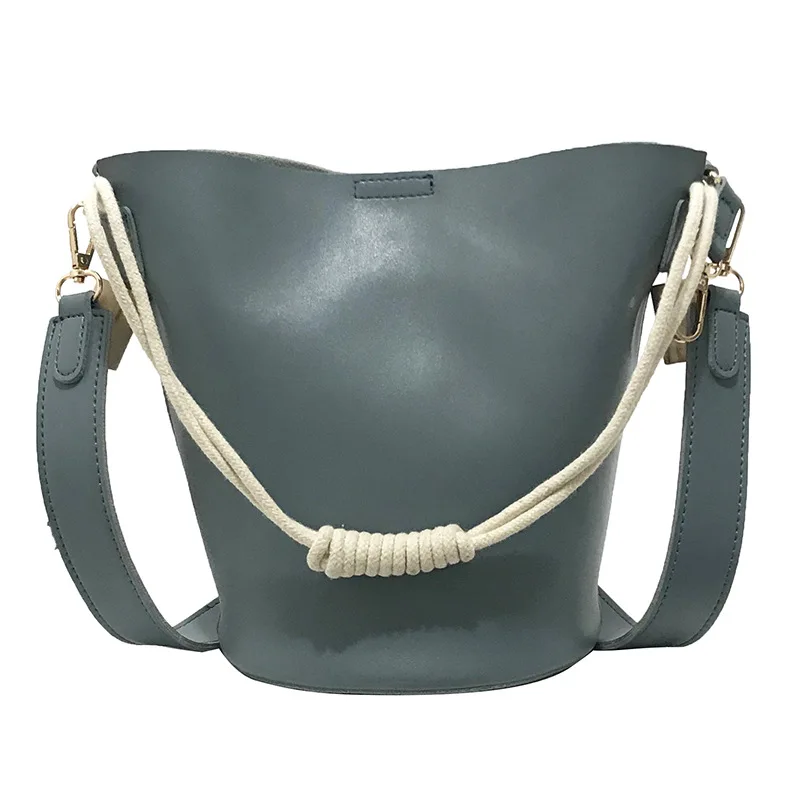 Summer Bucket Bag Two-piece Mother Bag Handbag Fashion Single Shoulder Oblique Satchel Bag - Цвет: Синий