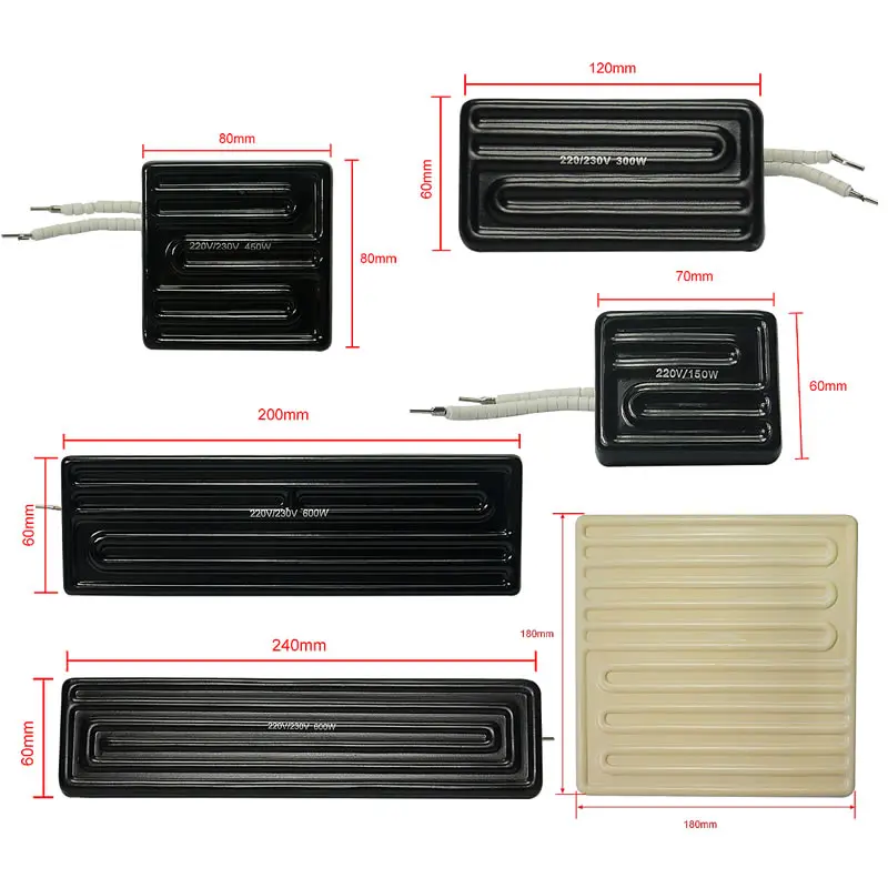 80*80Mm 60*70Mm 120*60Mm 200*60Mm 240*60Mm 180*180Mm 150W 300W 450W 600W 800W Piastra Riscaldante In Ceramica A Infrarossi Rilavorazione Bga Stazione 