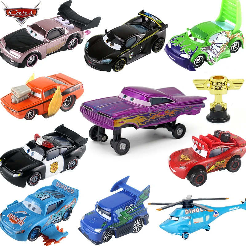 Coches de la película Cars de Disney Pixar Cars 2 3, Rayo McQueen, Jackson Storm, el rey, escala 1:55, fundido a presión, modelo de coche de aleación de Metal, regalos para niños