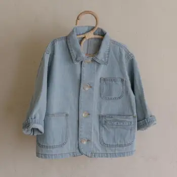 

2020 Kids Clothes Boys Girls Denim Jacket Autumn Girl Casual Pocket Jeans Child Solid Jacket Kids Denim Coat