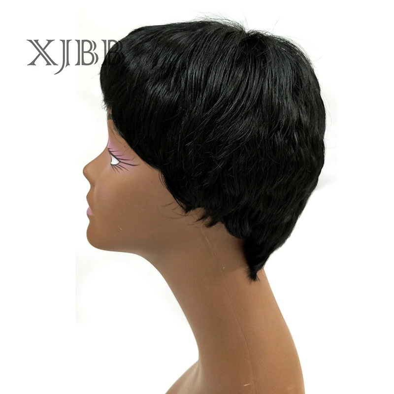 XJBB Short Wigs for Women Natural Synthetic Black Pixie Cut Wig Costume Cosplay Party Hair Wig Heat Resistant