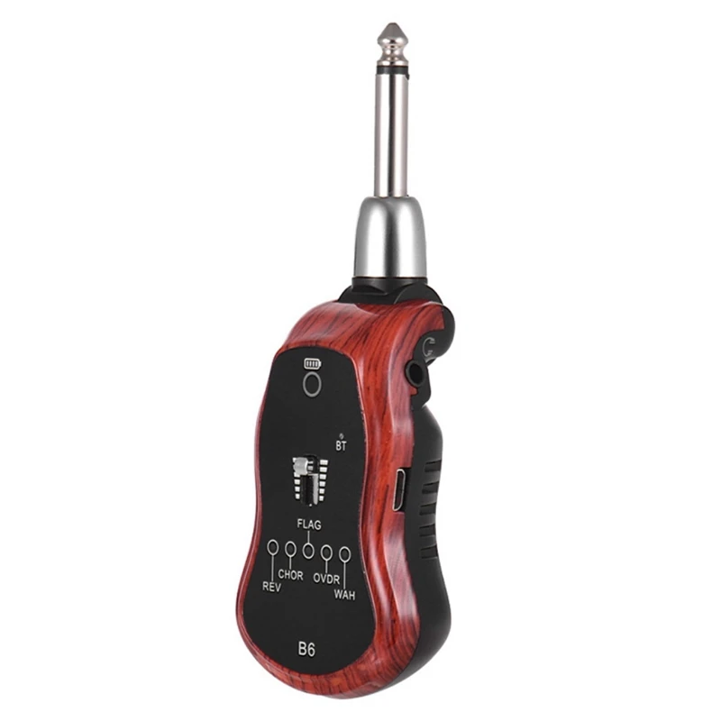 B6 Guitar Headphone Amp Mini Plug Guitar Amplifier Bluetooth Rechargeable for Electric Travel Pocket Guitar Mahogany Color 
