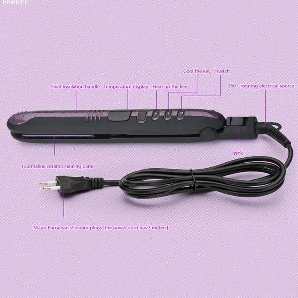 2 In 1 Digital Display Blue Screen Anion Ceramic Straight Hair Curly Hair Straightener Hair Curler Salon Hair Styling Tool With