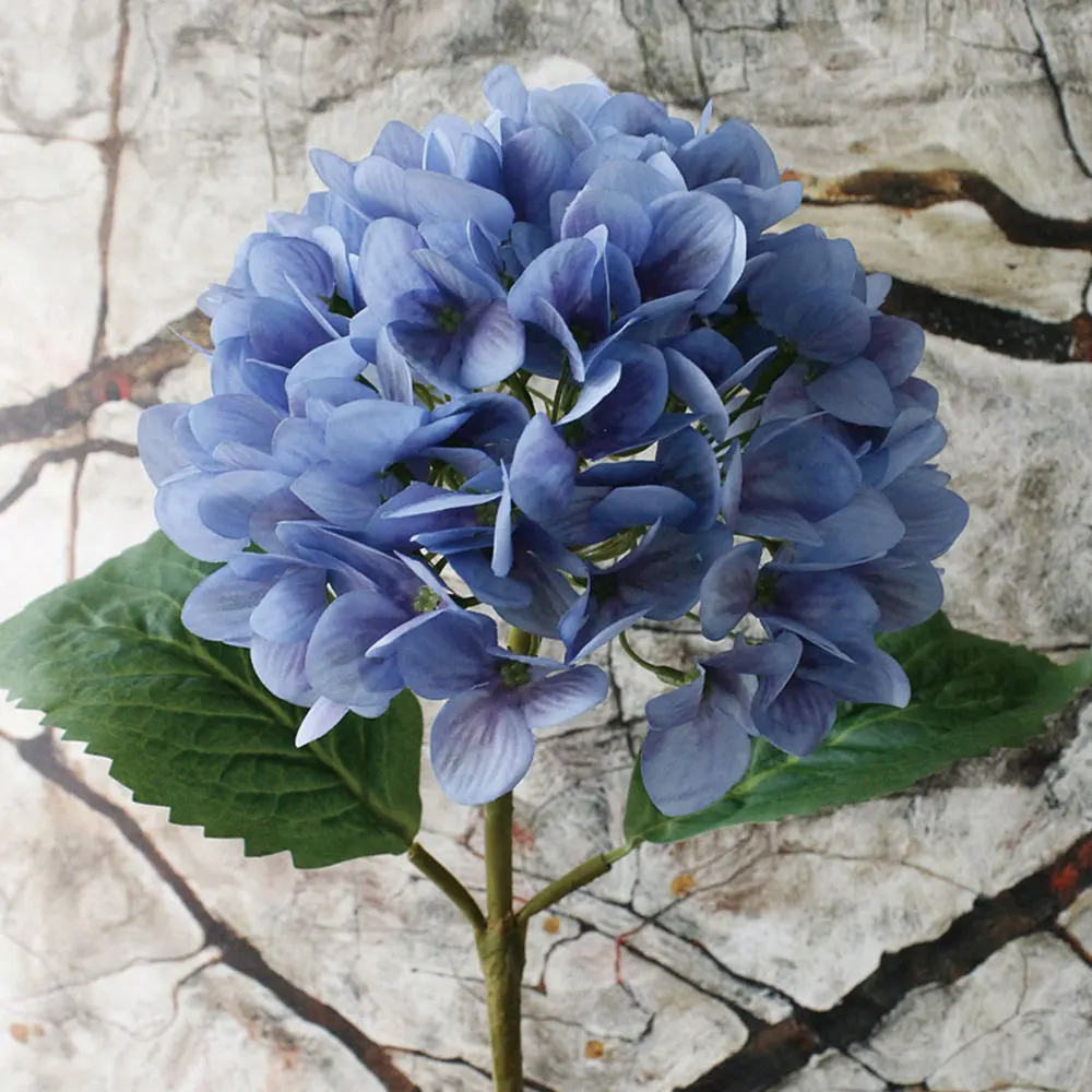 2 шт. искусственная Гортензия цветы букет один шелковый филиал Свадебные украшения Искусственные искусственные цветочные искусственные листья цветы - Цвет: Blue