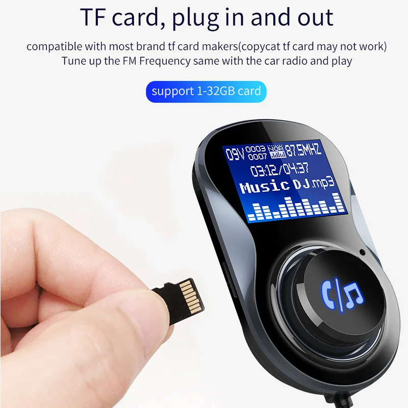 Автомобильный FM передатчик Jilang беспроводной модулятор с ЖК дисплеем Bluetooth Mp3