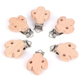 

Beech Wood Pacifier Clip Small Cactus-shaped Baby DIY Nipple Chain Accessories 23GD