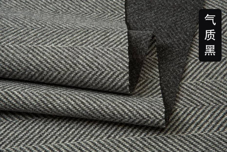 Black Шерстяная куртка костюм ткань зимний тренд Толстая елочка Одежда Ткань DIY кашемир пальто - Цвет: Black