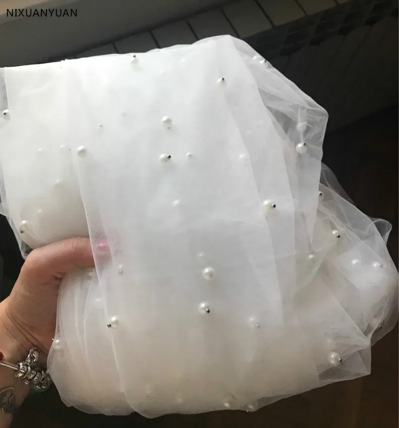 Beautiful Long Pearl Veil One Layer 3M Bridal Veil Cathedral 3 Meters Ivory Wedding Veil with PearlsMYYBL 2020 Bride Accessories