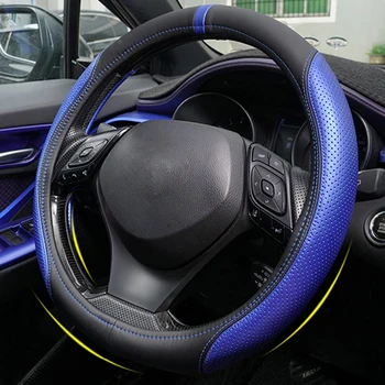 

Leather 38CM Steering Wheel Cover For Toyota C-HR 2017 2018 Anti-slip Car Steering Wheel Protection Sticker Cover For CHR 2019