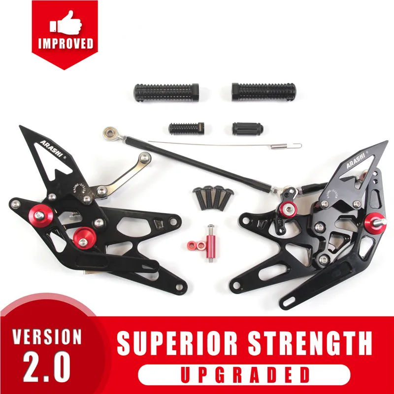 Black Arashi CNC Регулируемая подножка для YAMAHA YZF R1 2004 2005 2006 подножки задние наборы Rearsets YZF-R1 04 05 06 Алюминий Серебро - Цвет: Black