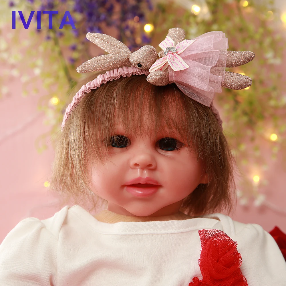 IVITA DS1802, ручная работа, Очаровательная силиконовая кукла-Реборн, Реалистичная игрушка для маленьких девочек с окрашенными ногтями кровеносного сосуда, посаженные волосы