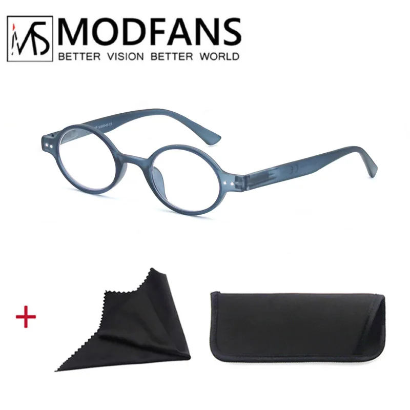 Classic Round Frame Lightweight Reading Glasses with Spring Hinge, Diopter +1.0 to +4.0