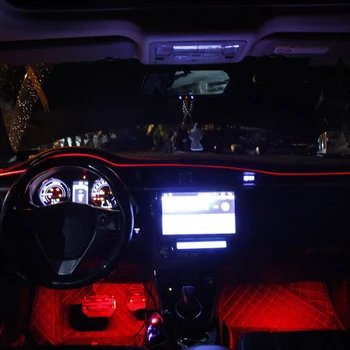 

Car Interior Light Sound Active Neon Wire Strip Light RGB LED Multicolor Bluetooth Phone Control Atmosphere Light High Quality
