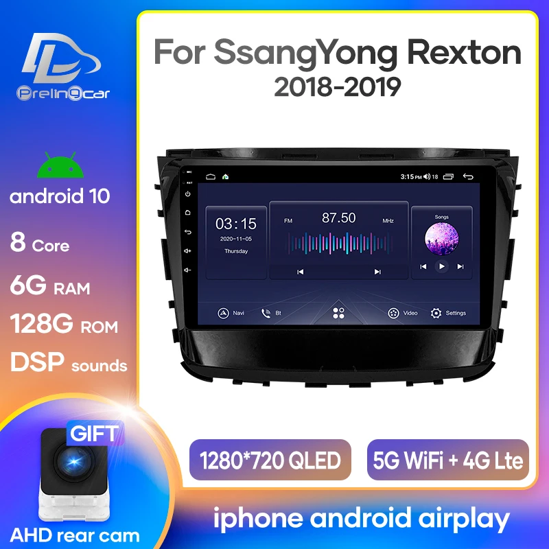Автомагнитола Prelingcar на Android 10 для Rexton 2018 2019 мультимедийный видеоплеер с