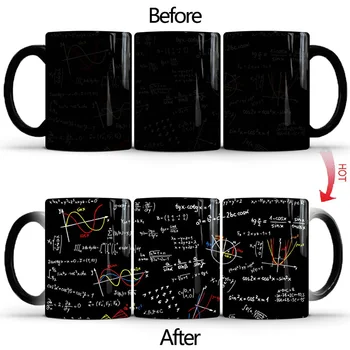 

350mL Mathematical Fun Calculus Formula Mug Color Change Ceramic Coffee Mug and Cup Heat Reveal Magic Mugs Best Gift for Friends