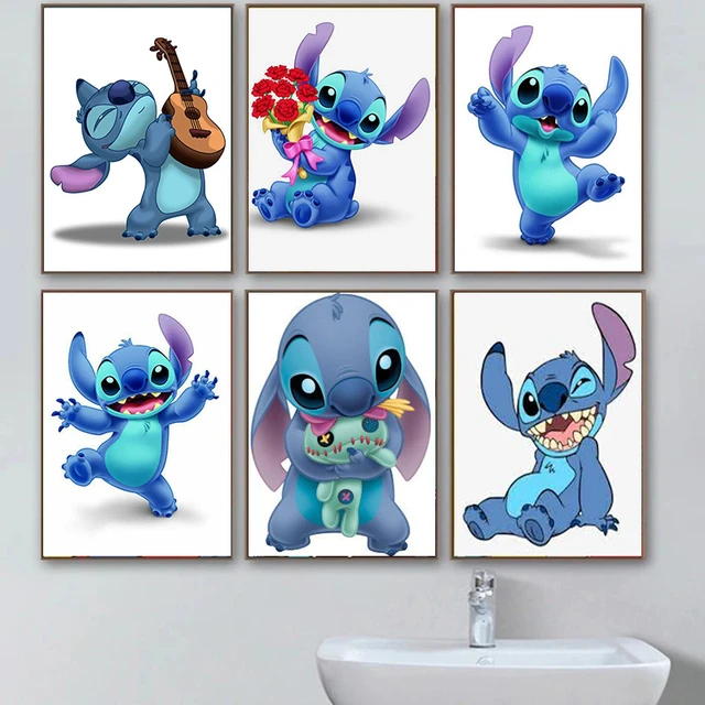 Pintura a óleo por número disney cartoon lilo stitch diy pintados à mão  pintura em tela por número casa decoração presentes - AliExpress