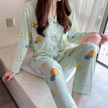 

Women Plaid Nightwear Suit Autumn Festive Red Long Sleeve Princess Pajamas Casual Cardigan Homewear Plus Size M-3XL Pijama Mujer