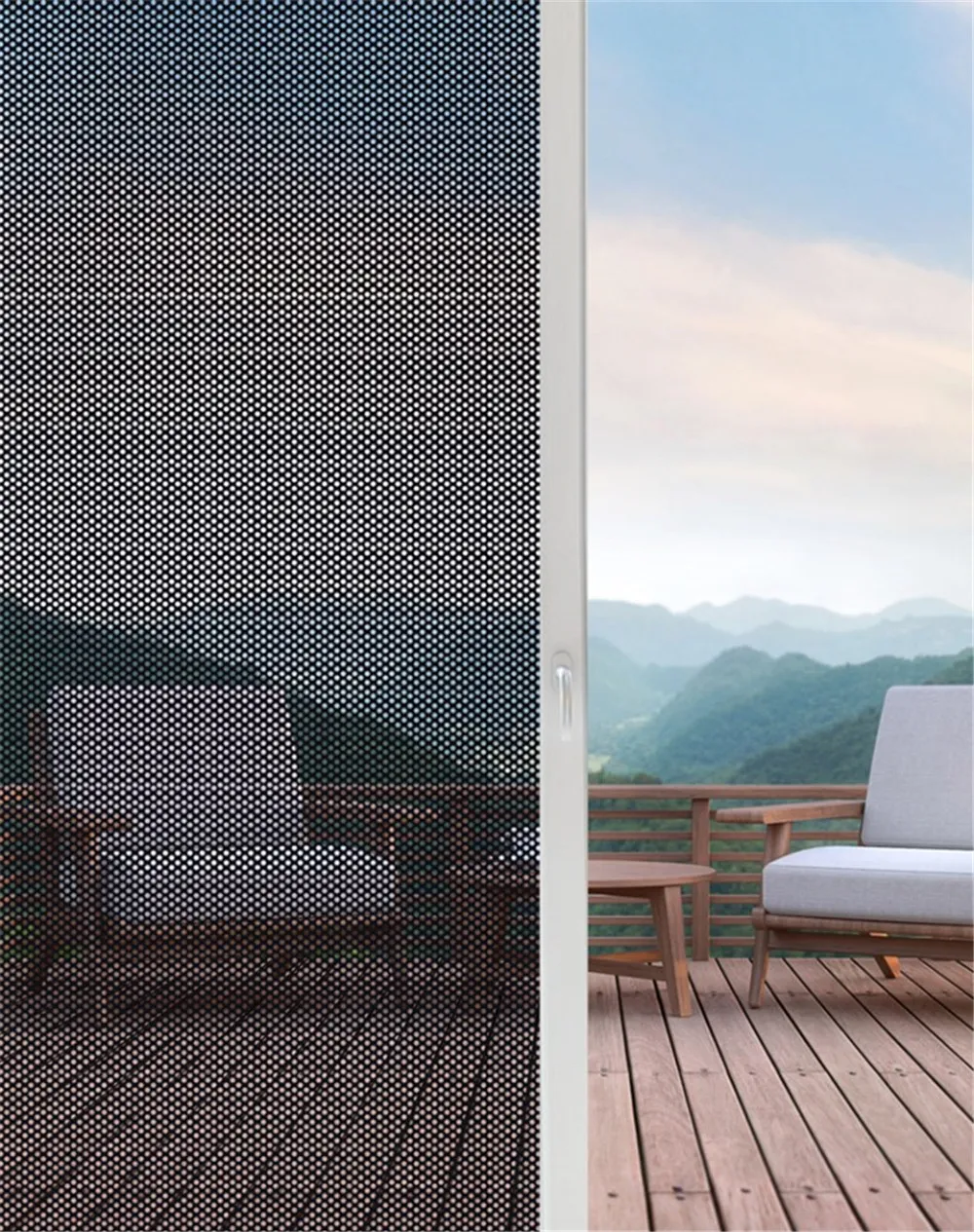 Window Privacy Film With Glue Self-adhesive Mesh Window Film Privacy Room Darkening Window Glass Sticker Anti-UV Dotted Decal for Home Office