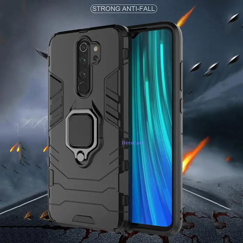 Бронированный чехол с кольцом для Redmi Note 8 pro магнитный автомобильный держатель