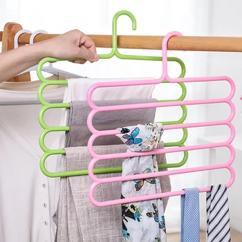 

Plastic Multilayer Storage Hanger Wardrobe Organizer Non-slip Multifunction Clothes Hangers 5 Layers Tie Coat Closet Hanger