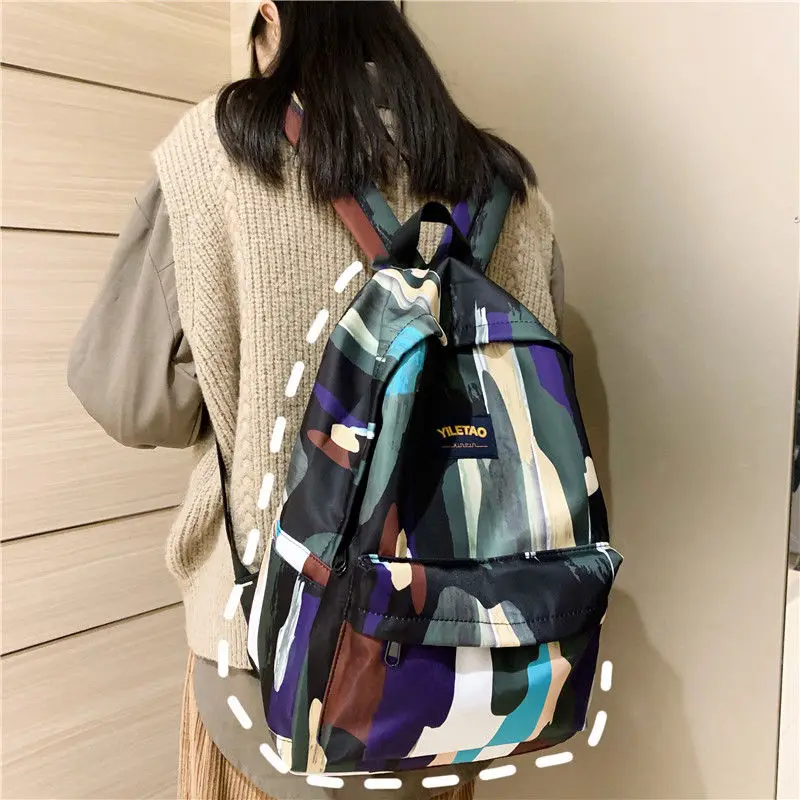 

High School Bags for Teenage Girls Backpack Women Bookbags Personality Graffiti Nylon Student Bag School Female Teen Schoobag