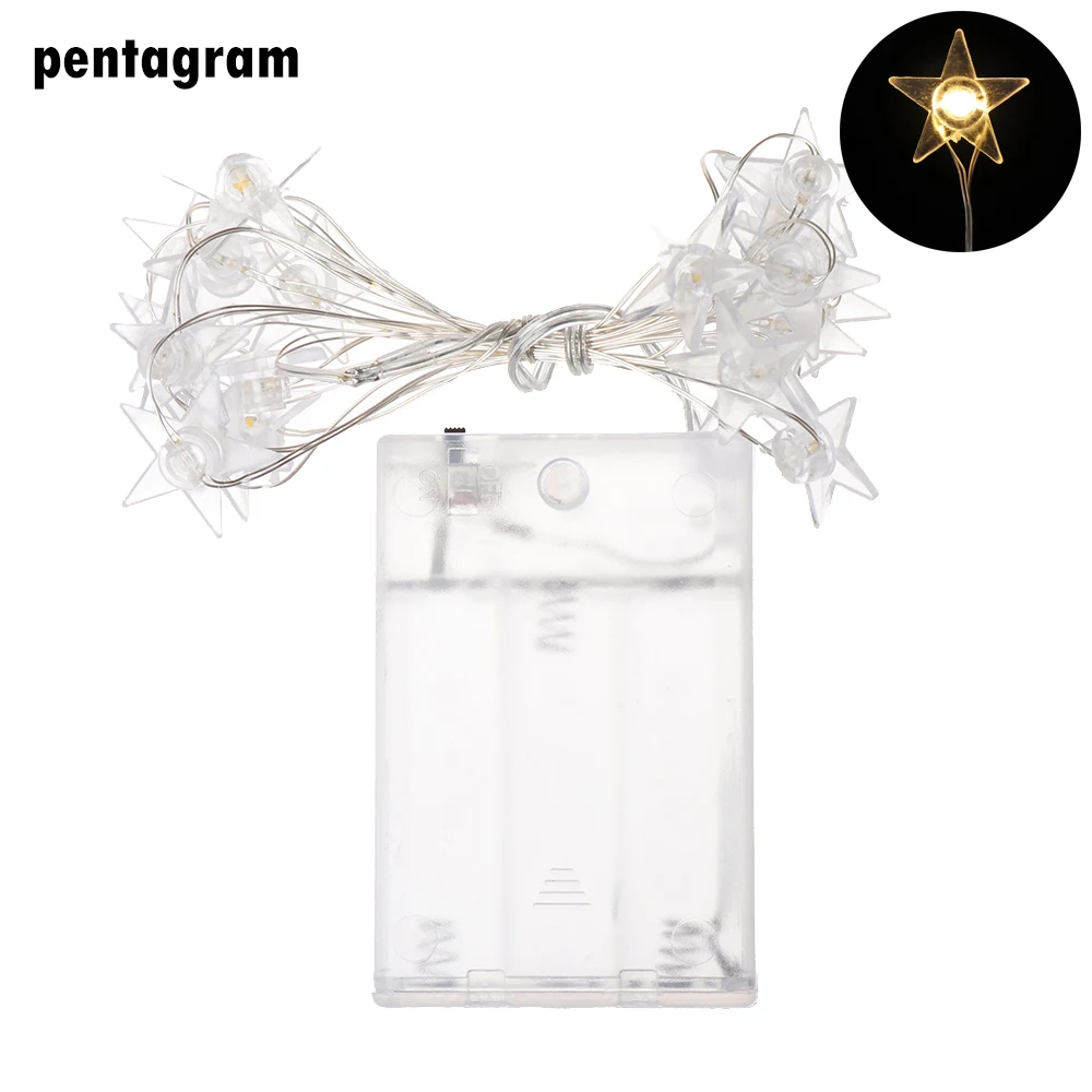 pentagram 2 м 20 светильник s, Рождественское украшение, олень, снеговик, пентаграмма, маленькая тростниковая Рождественская елка, светодиодный Сказочный светильник для занавесок, Свадебный декор - Испускаемый цвет: pentagram