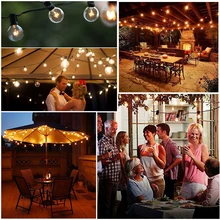 Светодиодный лампы G40 осветительная полоса 25 шт. свет дворе в помещении и на открытом воздухе, свадьбы, рождества, украшение праздник освещение струна