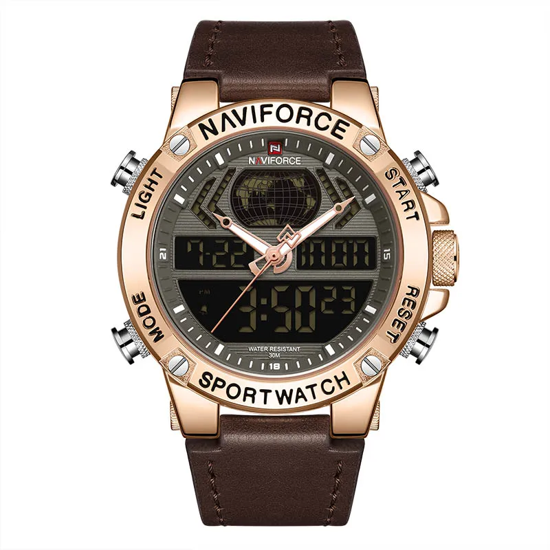 Rose gold NAVIFORCE Лидирующий бренд Мужские часы синие Модные Роскошные Кварцевые часы мужские s военные спортивные наручные часы Relogio Masculino - Цвет: Rose gold
