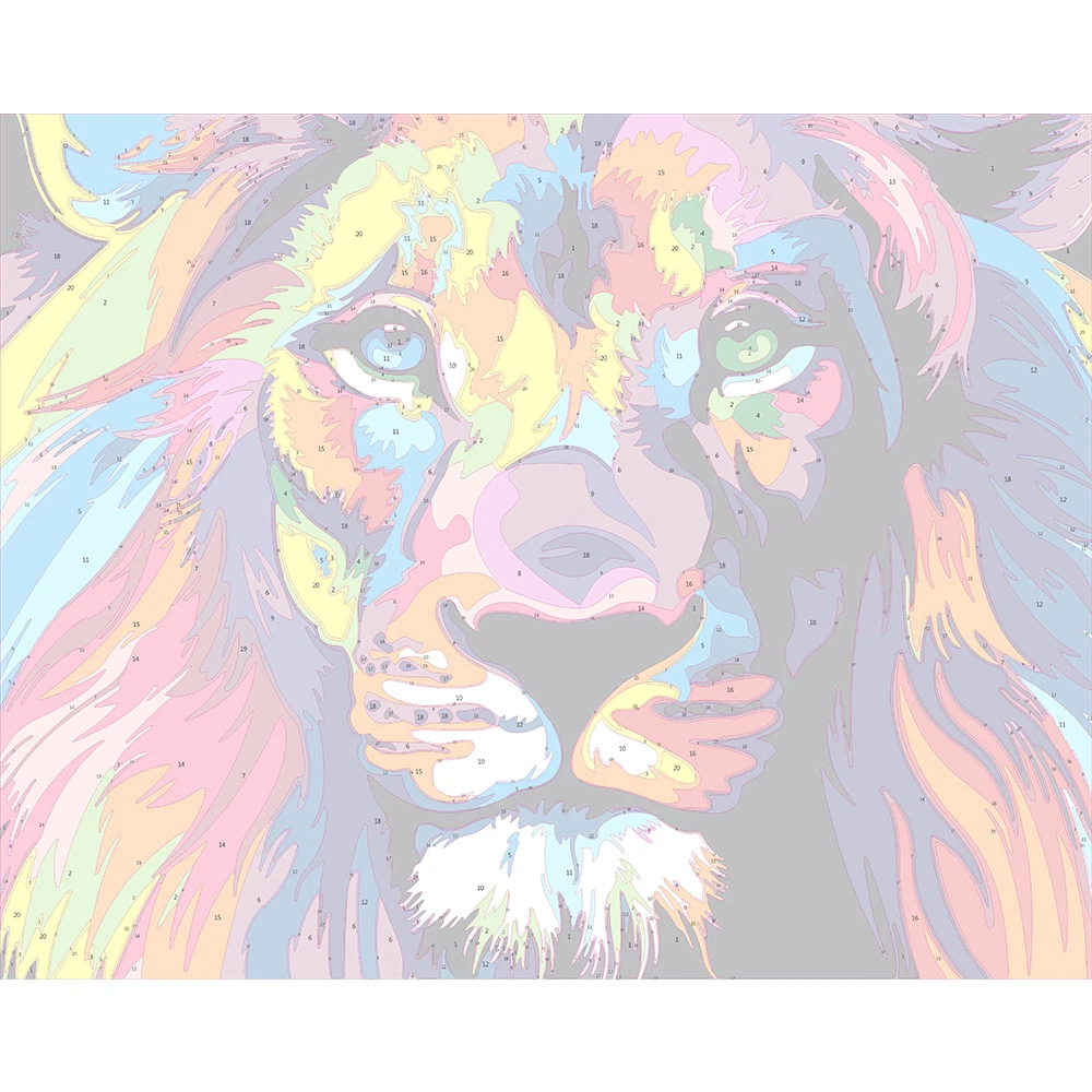Papa shoppe Painting By Numbers Lion Animals Drawing Canvas DIY