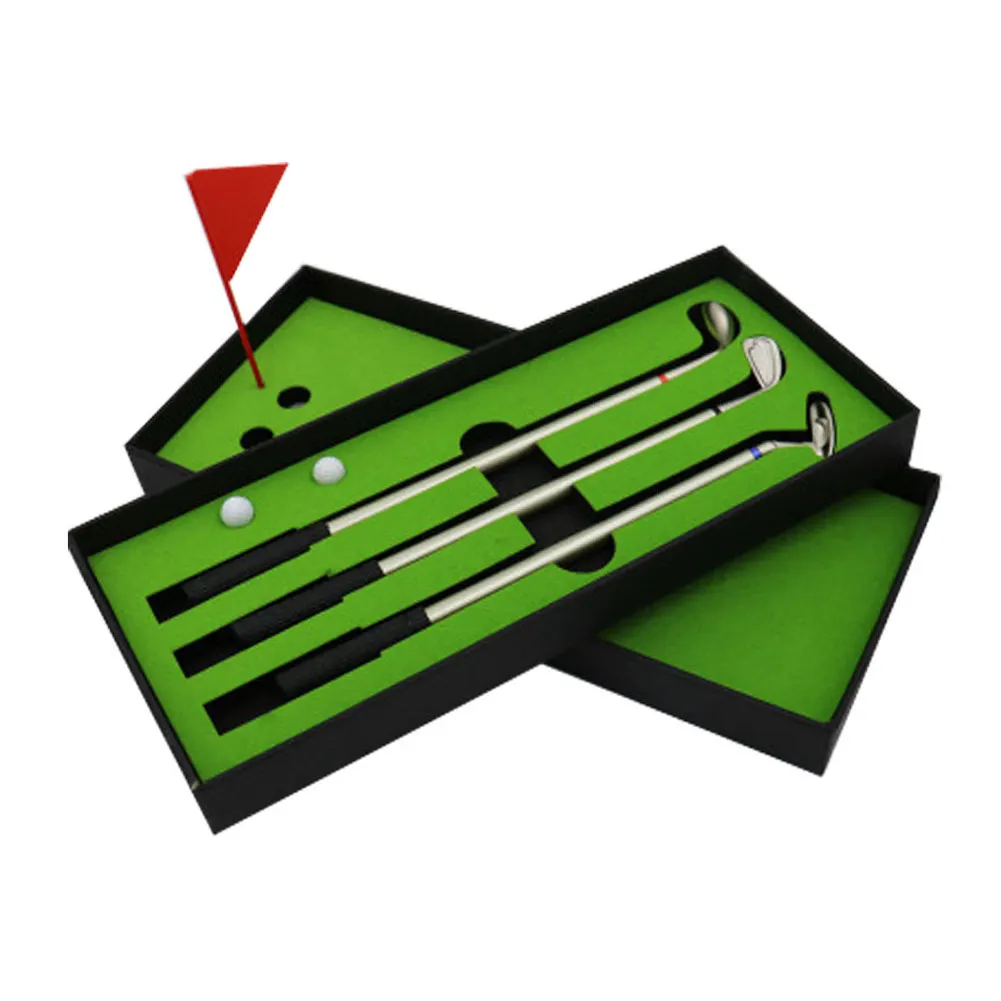 

3Pcs Mini Golf Balls Toy Portable Desktop Golf Ballpoint Pen Flag Gift Set