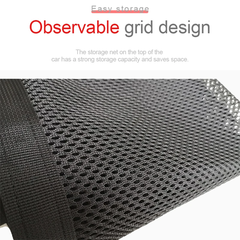 SEAMETAL Car Ceiling Storage Net Pocket 80cm*55cm Hanging Polyester Mesh Storage Bag Traveling Auto Roof Organizer with Zipper