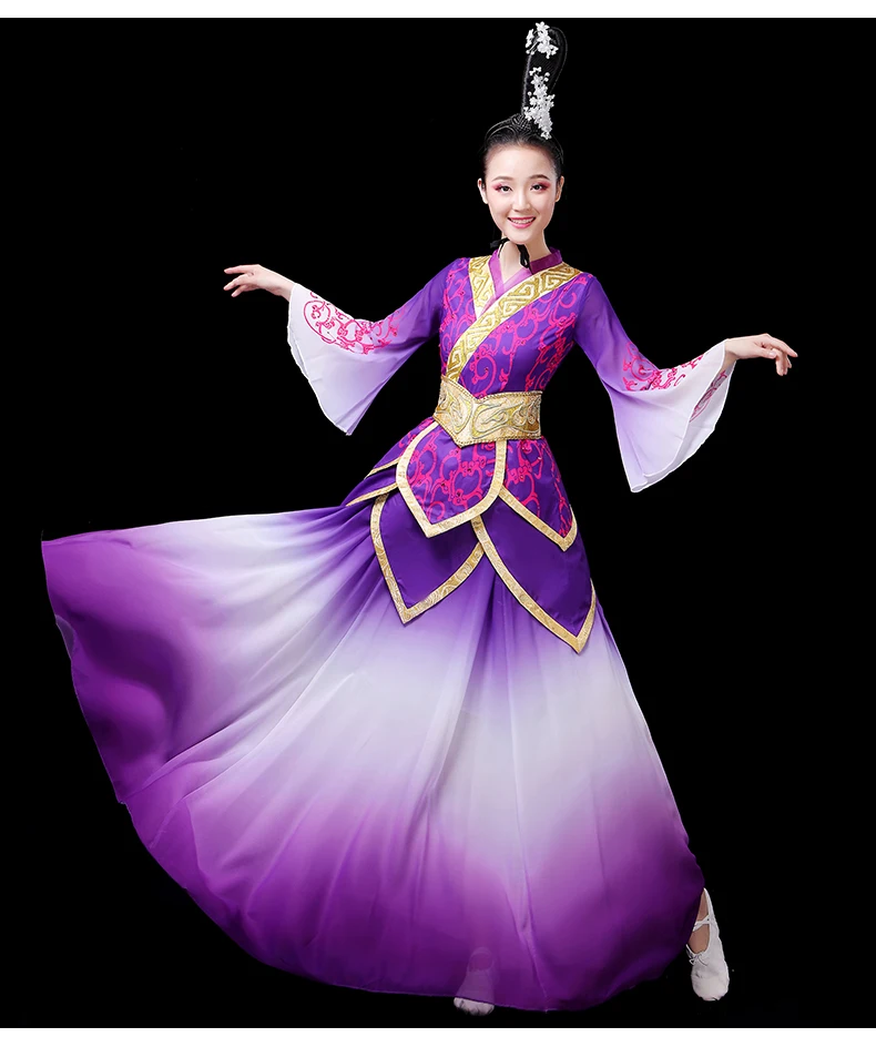 Индивидуальные Hanfu женские элегантные и постепенные изменения цвета классические танцевальные представления Китайский древний Винтаж Тан Фея группа