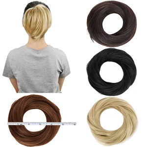 Бесплатно красота пончик-шиньон коричневый блондин орешник волосы булочка для наращивания синтетический пончик Резиновая лента вьющиеся плетеные шиньоны Клип В - изображение