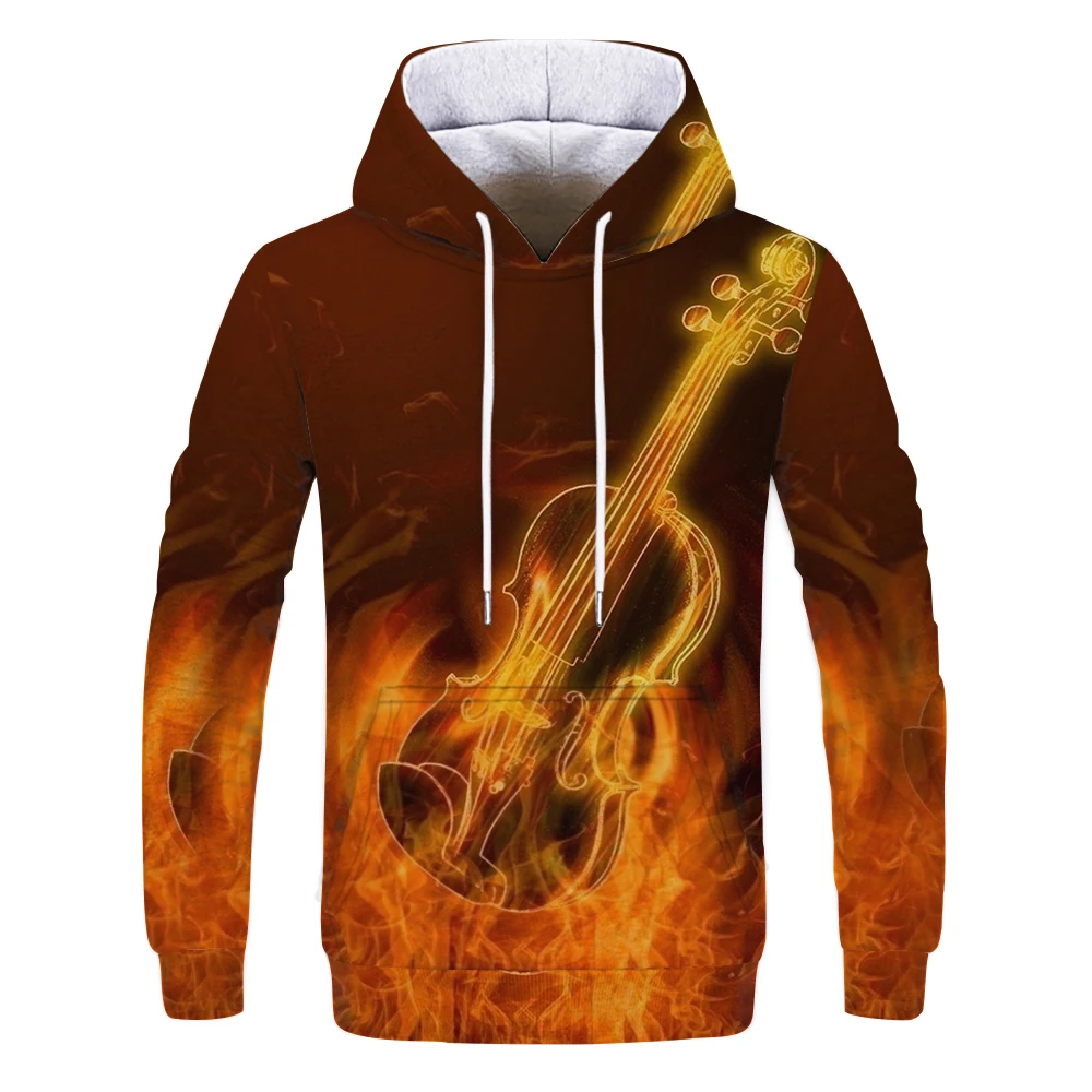 

2020 Print Music Guitar 3d Hoodies Tracksuits Costume Men/Women Hoodie Long Sleeve Kpop Casual Hooded Flame Boys/girls Clothes