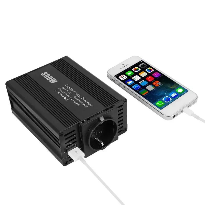 Автомобильный инвертор 300 Вт двойной USB DC12-AC110V/220 В адаптер зарядного устройства