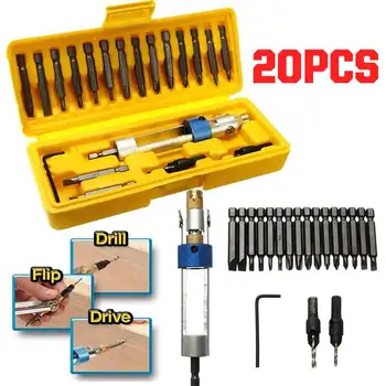 

20pcs Swivel Head Drill Driver Bit Set Quick-Change HSS Countersink Drill Driver Bit Screwdriver Drilling Home Tool Set with Box