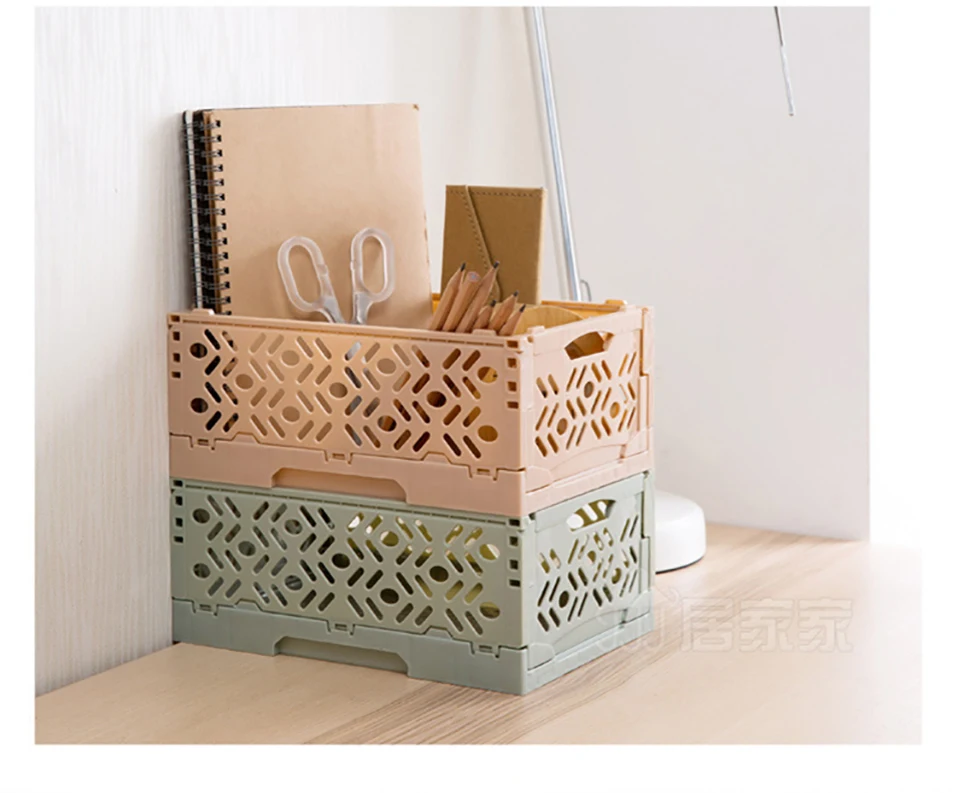 Multi-Purpose Plastic Storage Baskets Stackable Desktop Sundries Storage Box Foldable Organization Organizer Box For Home Use