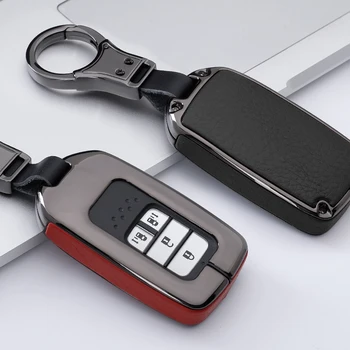 

New Zinc alloy + Genuine Leather car key case For Honda 2016 2017BRV BR-V HRV CRV Pilot Accord Odeysey Crosstour Jazz City Civic