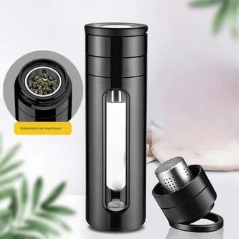 

580ml Glass Tea Cup Double Walled Glass Water Bottle with Stainless Steel Tea Infuser Filter anti-fall glass Water Bottle