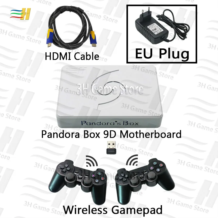 Pandora Box 9D 2500 В 1 Материнская плата 2 игрока проводной геймпад и беспроводной геймпад набор Usb подключение джойстика есть 3D игры Tekken - Цвет: 9d wireless EU plug