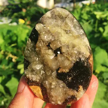 

Natural crack stone quartz crystal dragon egg perfect crystal cluster stone with crystal combination calcite specimen