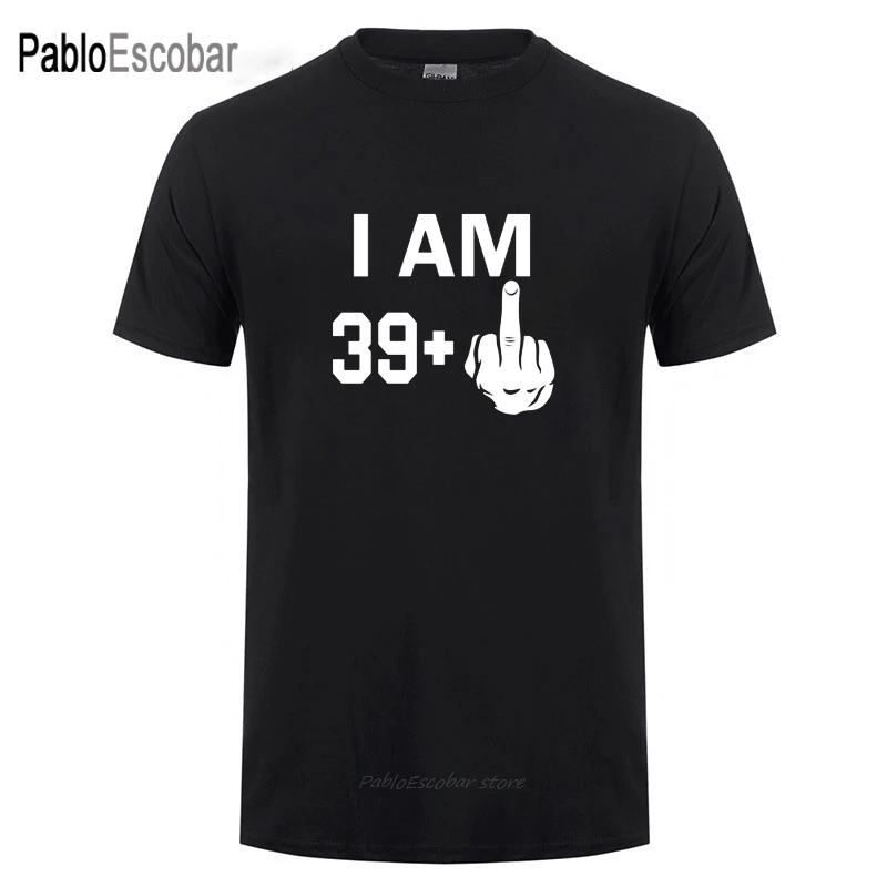 Мужская футболка I Am 39 Plus средний палец 40-й крутой забавный подарок на день