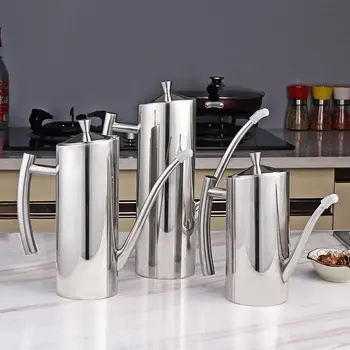 

Oil Pot Kitchen Bottle Tank 304 Stainless Steel Herb & Spice Tools Metal Household Leakage-proof