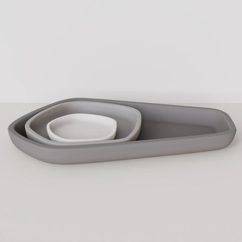 

Cement Tray Silicone Mold Creative Concrete Containing compote Mold Geometry irregular Design Home Storage Box Mold