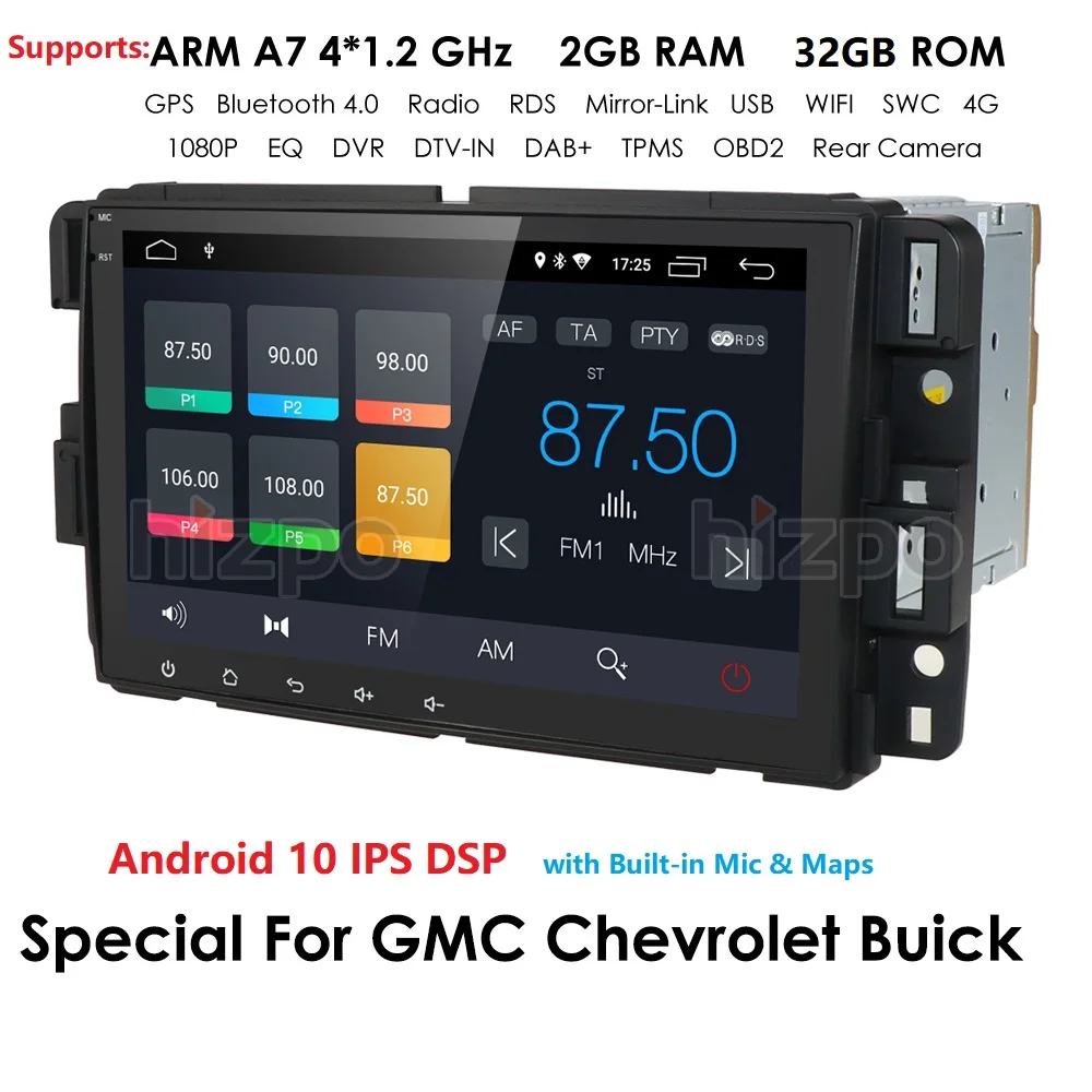 Android 10,0 четырехъядерный DSP ips 2Din сенсорный экран FM/AM радиоприемник для GMC Yukon Sierra Acadia Chevy Tahoe Suburban 4G