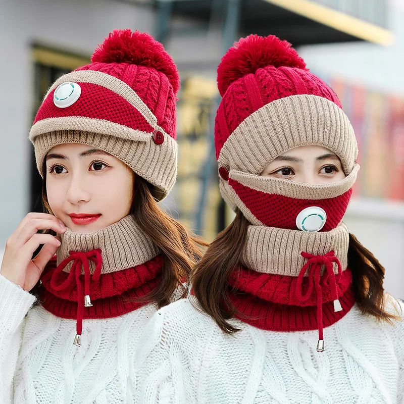 

Winter Hats Sets Women Scarfs Sweater Hats Mujer Windproof Hats Adjustable Fast Shipping